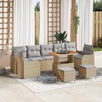 vidaXL Ensemble de canapé de jardin 10 Pièces Beige polyrotin