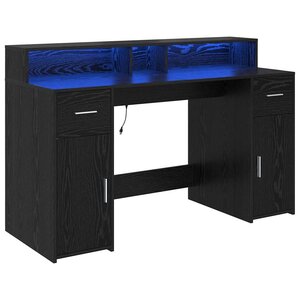 vidaXL Bureau avec porte Chêne noir 140 x 55 x 91 cm Bois d'ingénierie