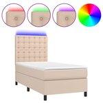 vidaXL Sommier à lattes de lit avec matelas LED Cappuccino 100x200 cm