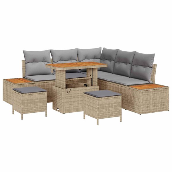 vidaXL Ensemble de canapé de jardin 8 Pièces Beige et Gris clair