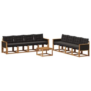 vidaXL Ensemble de canapés d'extérieur 9 Pièces Naturel et noir