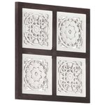 vidaXL Panneau mural sculpté à la main MDF 40x40x1 5cm Marron et blanc