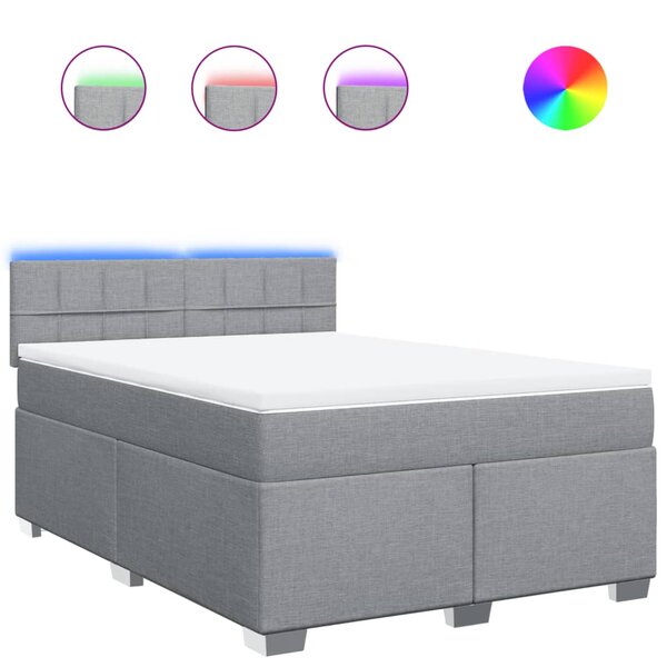 vidaXL Sommier à lattes de lit avec matelas Gris clair 140x200cm Tissu