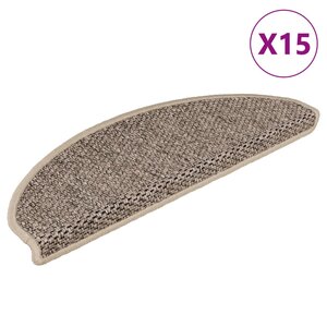 vidaXL Tapis d'escalier autocollants 15 Pièces 65x21x4 cm Beige foncé