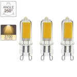 Pack de 3 ampoules retroled caspule  culot g9  2 6w cons. (20w eq.)  200 lumens  lumière blanc chaud