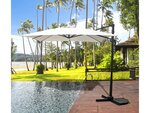 Parasol jardin déporté "Soleil" - Carré - 2.5 x 2.5 m - Ecru + Housse de protection