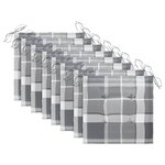 vidaXL Chaises de jardin lot de 8 et coussins carreaux gris Bois teck
