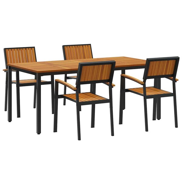 vidaXL Ensemble de salle à manger pour jardin 5 Pièces Noir et marron
