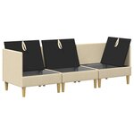 vidaXL Canapé modulaire avec rangement 3 Pièces Crème Tissu