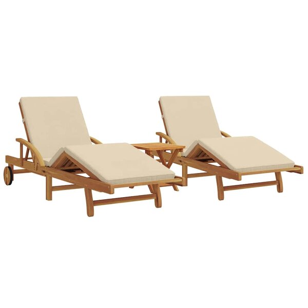 vidaXL Transat 3 pc Bois d'Acacia Massif Beige