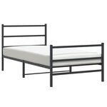 vidaXL Cadre de lit métal avec tête de lit/pied de lit noir 107x203 cm