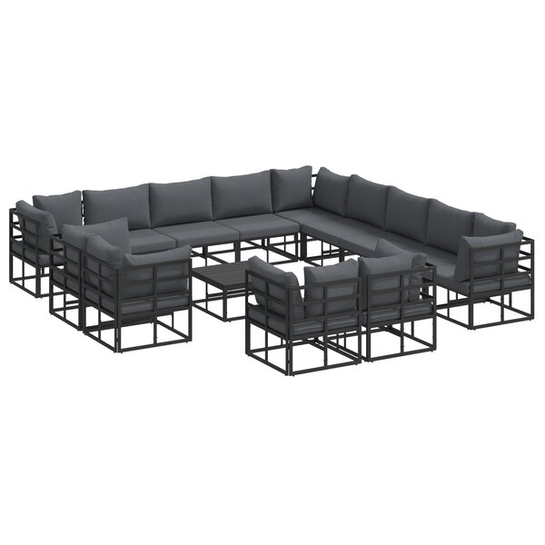 vidaXL Ensemble de canapé de jardin 14 Pièces Noir 70 x 70 x 32 cm