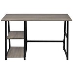 Bureau table meuble travail informatiqueavec 2 étagères gris et chêne