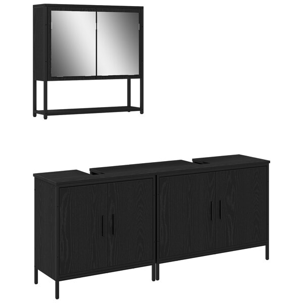 vidaXL Ensemble de meubles de salle de bain 3 pièces en bois d'ingénierie chêne noir