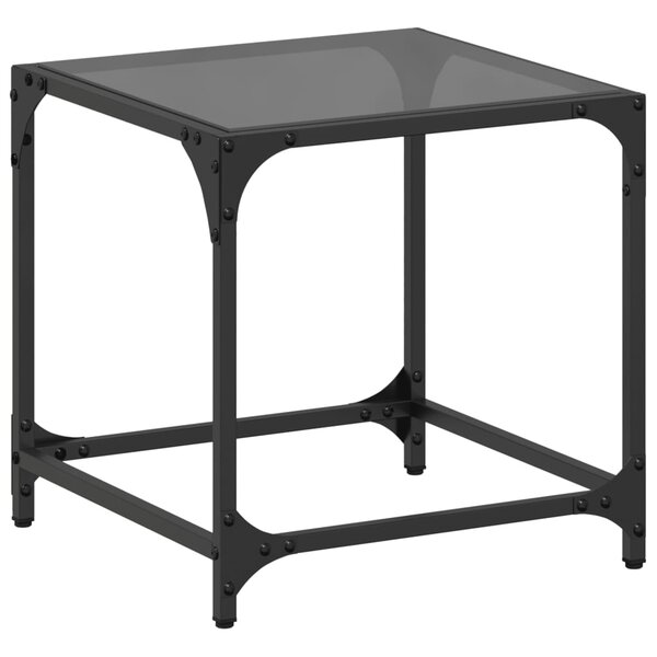 vidaXL Table basse avec dessus en verre noir 40x40x40 cm acier
