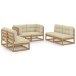 vidaXL Salon de jardin 6 Pièces avec coussins Bois de pin massif