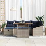 vidaXL Ensemble de canapé de jardin 7 Pièces Gris polyrotin