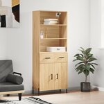 vidaXL Buffet haut Chêne sonoma 69 5x34x180 cm Bois d'ingénierie