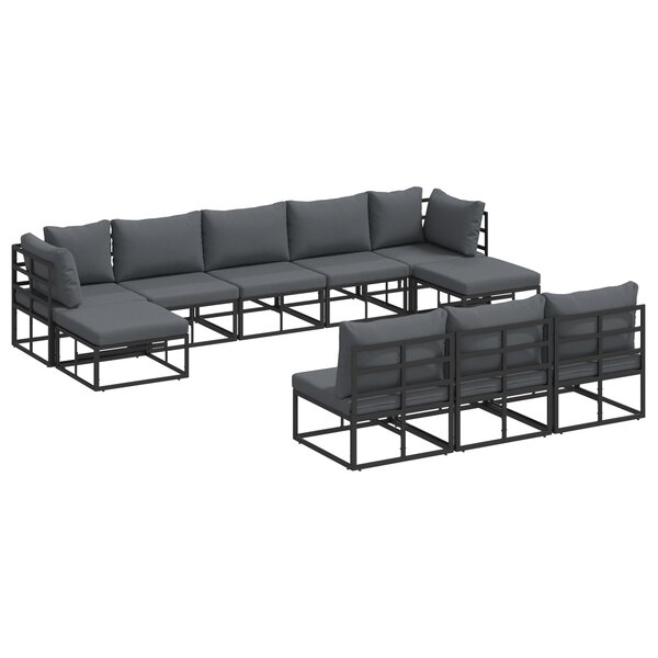 vidaXL Ensemble de canapé de jardin 10 Pièces Noir 353 x 141 5 x 71 cm