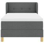 vidaXL Lit à ressorts avec matelas Gris foncé 90 x 200 cm tissu