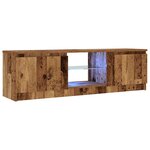 vidaXL Meuble TV avec lumières LED vieux bois bois d'ingénierie