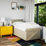 vidaXL Sommier à lattes de lit et matelas Crème 90x190 cm Tissu