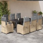 vidaXL Ensemble à manger de jardin et coussins 9 Pièces mélange beige