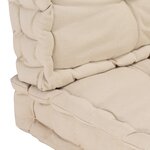 vidaXL Coussins de plancher de palette lot de 2 Coton Beige
