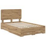 vidaXL Cadre de lit Chêne artisanal 120 x 190 cm Bois d'ingénierie
