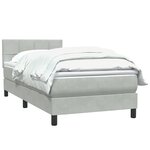 vidaXL Sommier à lattes de lit et matelas gris clair 90x220 cm velours