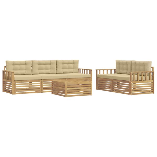 vidaXL Ensemble de canapés d'extérieur 6 pc Blanc et Beige
