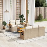 vidaXL Salon de jardin avec coussins 6 Pièces beige résine tressée