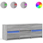 vidaXL Meuble TV avec LED sonoma gris 140x34x50 cm bois d'ingénierie
