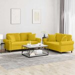 vidaXL Ensemble de canapés 2 Pièces avec coussins jaune velours