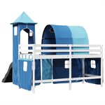 vidaXL Lit mezzanine enfants avec tour bleu 90x200 cm bois pin massif