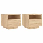 vidaXL Armoires de chevet avec lumières LED 2 Pièces chêne sonoma