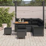 vidaXL Ensemble de canapé de jardin 8 Pièces Noir polyrotin