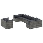 vidaXL Salon de jardin 9 Pièces avec coussins gris résine tressée
