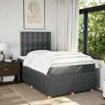 vidaXL Sommier à lattes de lit avec matelas gris foncé 120x190cm tissu