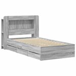 vidaXL Cadre de lit avec rangement Sonoma gris 75 x 190 cm