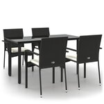 vidaXL Ensemble à manger de jardin coussins 5Pièces Noir Résine tressée