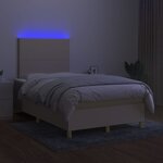 vidaXL Sommier à lattes de lit et matelas et LED Crème 120x200cm Tissu
