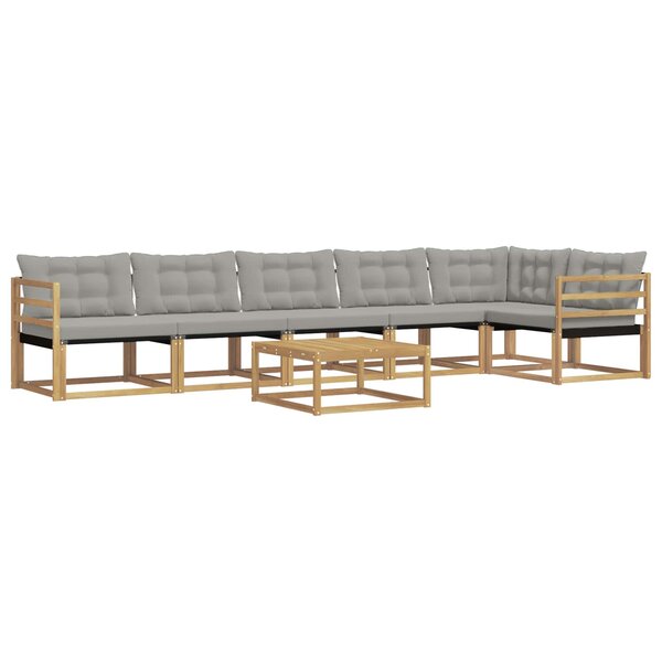 vidaXL Ensemble de canapés d'extérieur 7 Pièces Blanc et gris clair