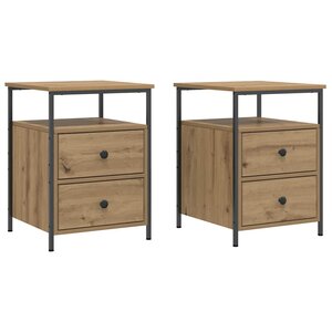 vidaXL Tables de chevet 2 Pièces chêne artisanal bois d'ingénierie