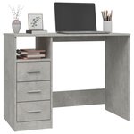 vidaXL Bureau avec tiroirs Gris béton 102x50x76 cm Bois d'ingénierie