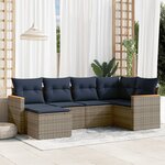 vidaXL Salon de jardin 6 Pièces avec coussins gris résine tressée