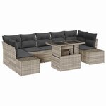 vidaXL Ensemble de canapé de jardin avec coussin 8 Pièces Gris et naturel