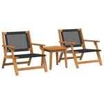 vidaXL Chaises de jardin avec table 3 Pièces Noir Bois d'Acacia Massif