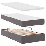 vidaXL Lit avec rangement et LED Gris 100 x 200 cm Cuir synthétique