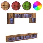 vidaXL Unités murales TV avec LED 6 Pièces Bois Ancien Bois d'ingénierie